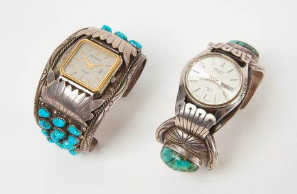 Two Native American Sterling Watch Cuffs