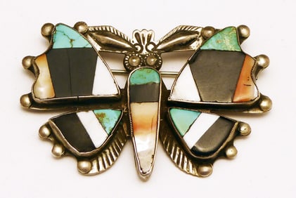 Zuni Multi Stone Butterfly Pin