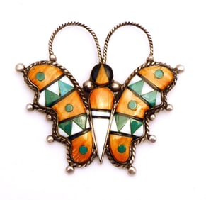 Zuni Inlaid Butterfly Pin