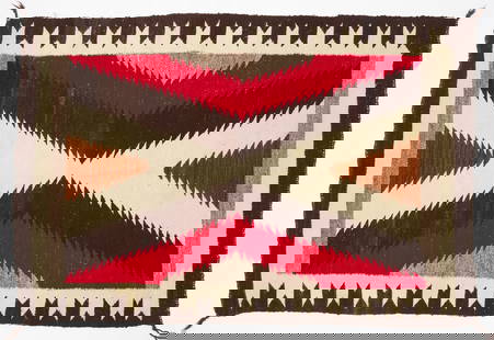 Navajo Ganado Area Rug: Navajo woven Ganado&nbsp;area rug. Southwestern U.S, circa 1930. L 49 in. W 32 in. Condition: Minor imperfections. Link to high-res images:&nbsp;https://www.dropbox.com/scl/fo/8yhq2u5x7gkywzoa096ix/AI