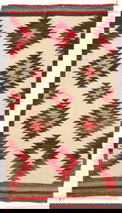 Navajo Rug: Navajo rug. Southwestern U.S., circa 1930. L 35 in. W 63-1/2 in.&nbsp; Condition: Excellent; minor imperfections noted to edges. Link to high-res images: https://www.dropbox.com/scl/fo/fgrgak3feko1mn2