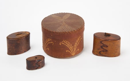 Four Native Birch Bark Boxes
