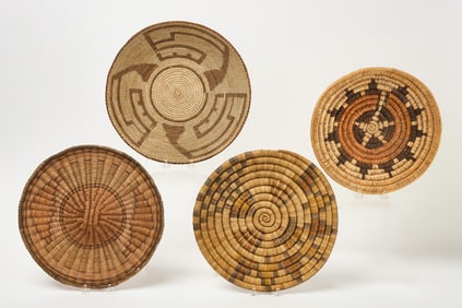 Four Native American Woven or Coil Trays