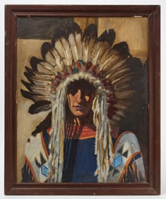 Portrait of a Native American, Signed