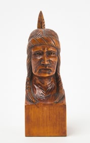 Carved Bust of a Native American by Ed Boggis