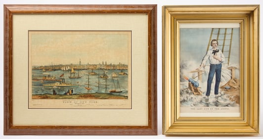 N. Currier - The Last Gun of the Arctic and View of New York