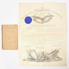 Civil War Era Major Rank Certificate - C. B. Safford