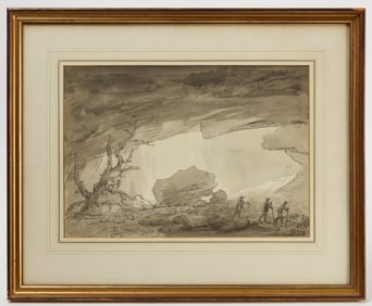Anthony Devis – Grayscale Watercolor of Hikers