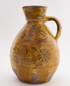Ovoid Redware Pitcher with Incised Decoration