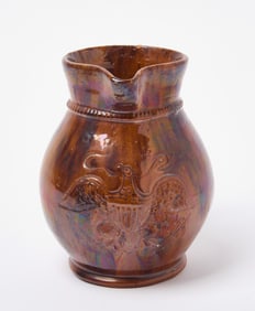Jacob Medinger Redware Milk Pitcher with Eagle
