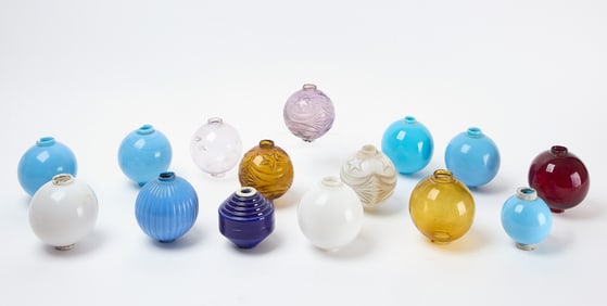 Fifteen Lighting Rod Glass Spheres