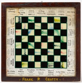 Frank P. Grotty' Glass Game Board with Glass Chess Board