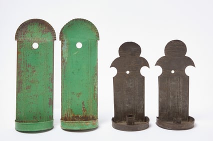 Two Matching Pairs of Early Tin Sconces