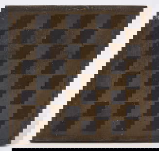 Small Checkerboard: Small single-sided checkerboard. Paint on wood panel. American, early-mid 20th century. H 9 in. W 9-1/4 in. Condition: Original condition. Minor surface imperfections.