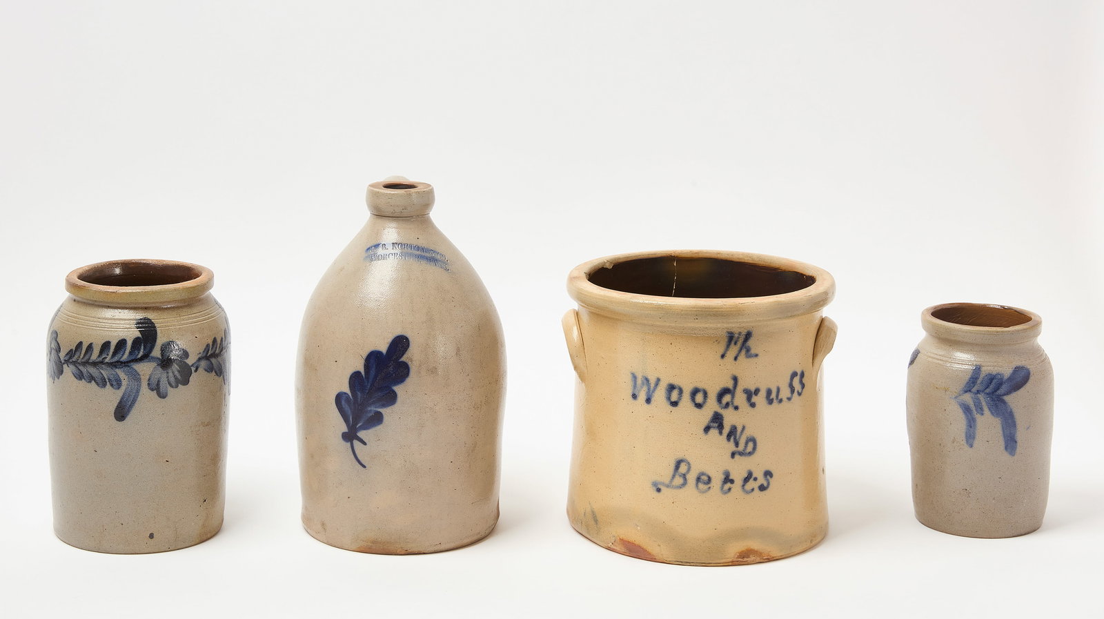 Four Pieces of Cobalt Blue Decorated Stoneware (1 of 3)