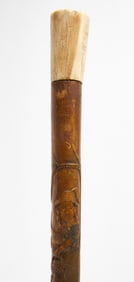 Carved Walking Stick with Colonial Figures