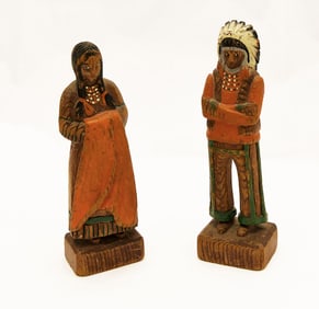 Two Carved and Painted Native American Figures