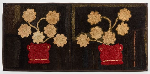 Floral Rug with Two Flower Pots