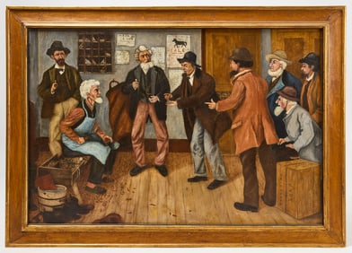 Painting of a Group of Men at Soapbox