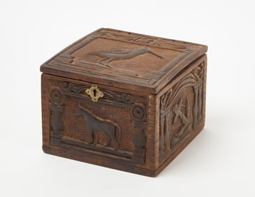 Folk Art Box with Carved Sides