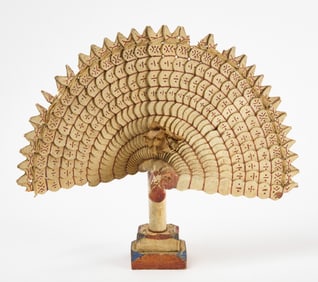 Folk Art Carved and Painted Fan