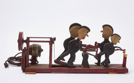 Painted Motor-Driven Folk Model of Woodcutters