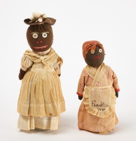 Two Afro-American Bottle Dolls with Button Eyes