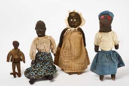 Four Afro-American Rag Dolls