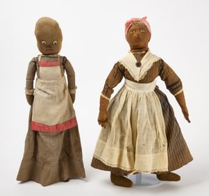 Two Afro-American Dolls in Aprons