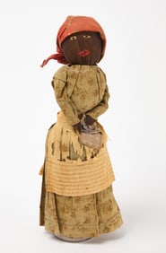 Afro-American Bottle Doll with Floral Dress