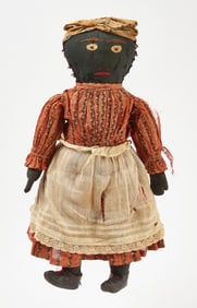 Afro-American Rag Doll with Red Dress and Apron