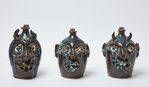 Three Face Jugs by W. A. Flowers