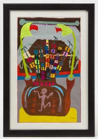 Outsider Art - Vase of Flowers, signed 'Frankie'