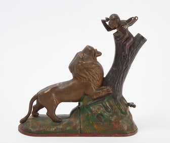 Lion and Monkey Cast Iron Bank