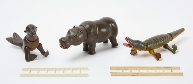 Schoenhut Hippo, Seal, and Alligator