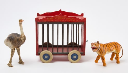 Schoenhut Humpty Dumpty Circus Wagon with Tiger and Ostrich