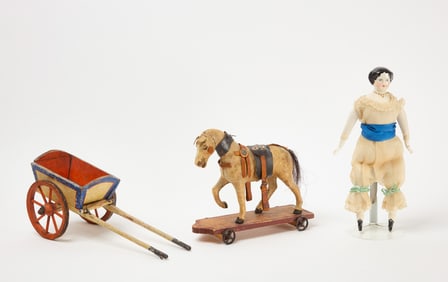 Horse and Cart Toy With China Doll