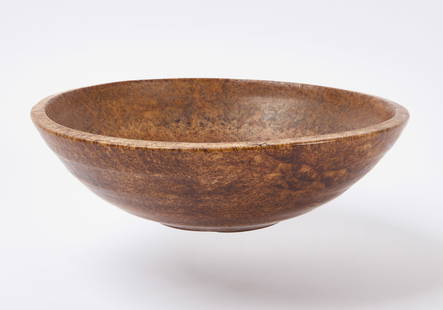 Beehive Burl Bowl: Beehive burl bowl. Hand carved black ash wood burl in beehive form with raised foot. American, circa 1800. H 4-1/4 in. W 14 in. Condition: Very good. Minor wear from use. Link to high-res images: http