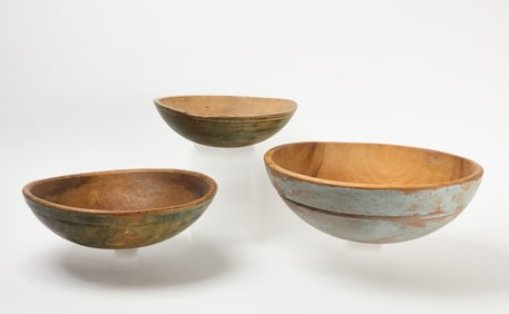 Three Painted Country Bowls
