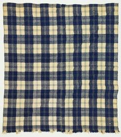 Blue and White Woven Blanket