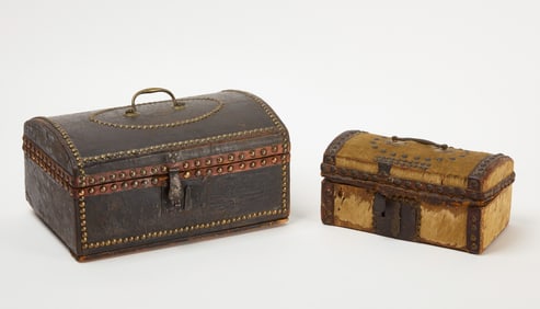 Two Miniature Riveted Trunks