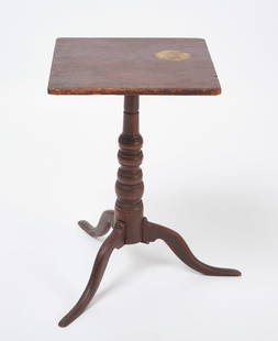 Queen Anne Candle Stand: Queen Anne candle stand. New England, late 18th century. H 24 in. W 15 in. D 15-1/2 in. Condition: Mug stain to table top. Link to high-res images: h