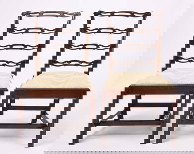 Pair of Ribbon Back Chairs: Pair of ribbon back chairs. Mahogany. 19th century. H 37-1/4 in.&nbsp;W 21-1/2 in.&nbsp;D 20-1/4 in. SH 17-1/2 in. Condition: Some replaced or missing glue blocks. Link to high-res images:&nbsp;https: