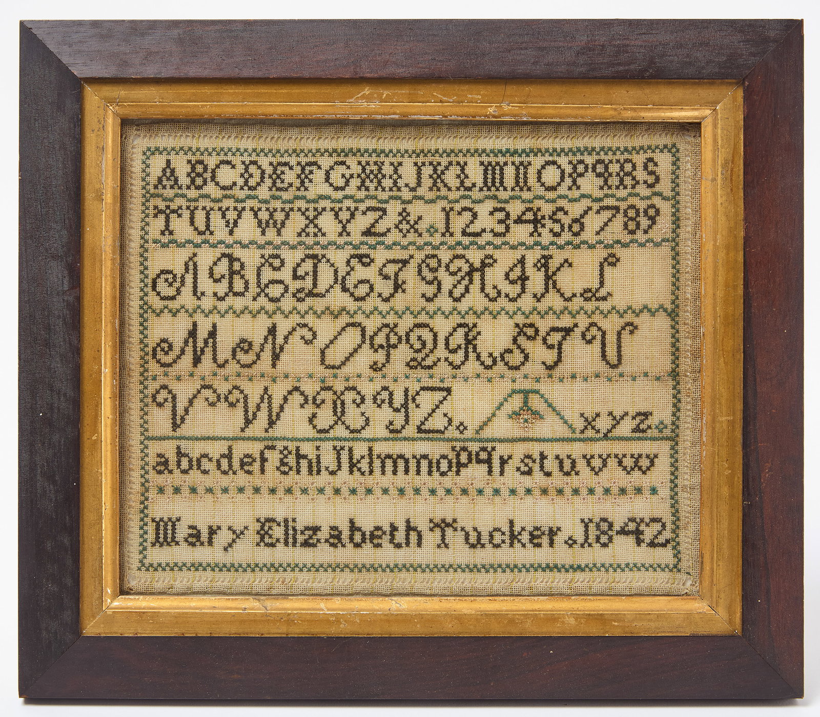 Mary Elizabeth Tucker - Needlework Sampler, 1842 (1 of 2)