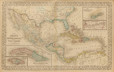 Map of Mexico - Central America 1870