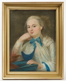 Pierre-Jean de Sompsois - Pastel Portrait of A Woman