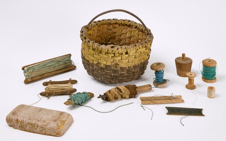 Painted Basket with Homemade Implements