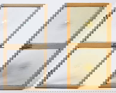 Pair of Bulls Eye Glass Panes: Pair of bulls eye glass panes. Each pane holds two glass segments. American, 19th century. Overall: H 22-1/2 in. W 11-1/4 in. (Each) Glass: H 9-1/2 in. W 9-1/2 in. Condition: Surface wear due to age a