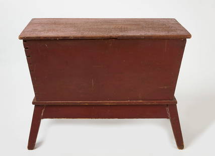 Pennsylvania Painted Dough Box: Dough box in old red paint. Pennsylvania, early 19th century. H 30-1/2 in.&nbsp;W 41 in.&nbsp;D 21 in. Condition: Minor surface wear from age. Link to high-res images:&nbsp;https://www.dropbox.com/scl