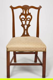 Chippendale Side Chair: Chippendale side chair with carved crest. New England, circa 1780. H 37-3/4 in.&nbsp;W 21-3/8 in. D 20-3/4 in. SH 19-1/2 in.&nbsp; Condition: Minor imperfections noted. Link to high-res images: https: